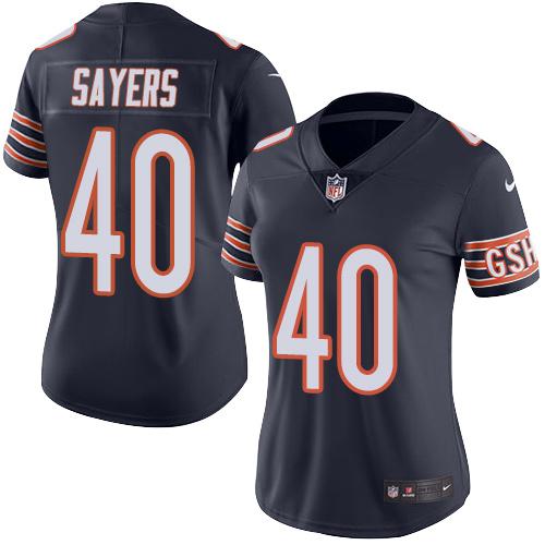 Nike Bears #40 Gale Sayers Navy Blue Team Color Women's Stitched NFL Vapor Untouchable Limited Jersey